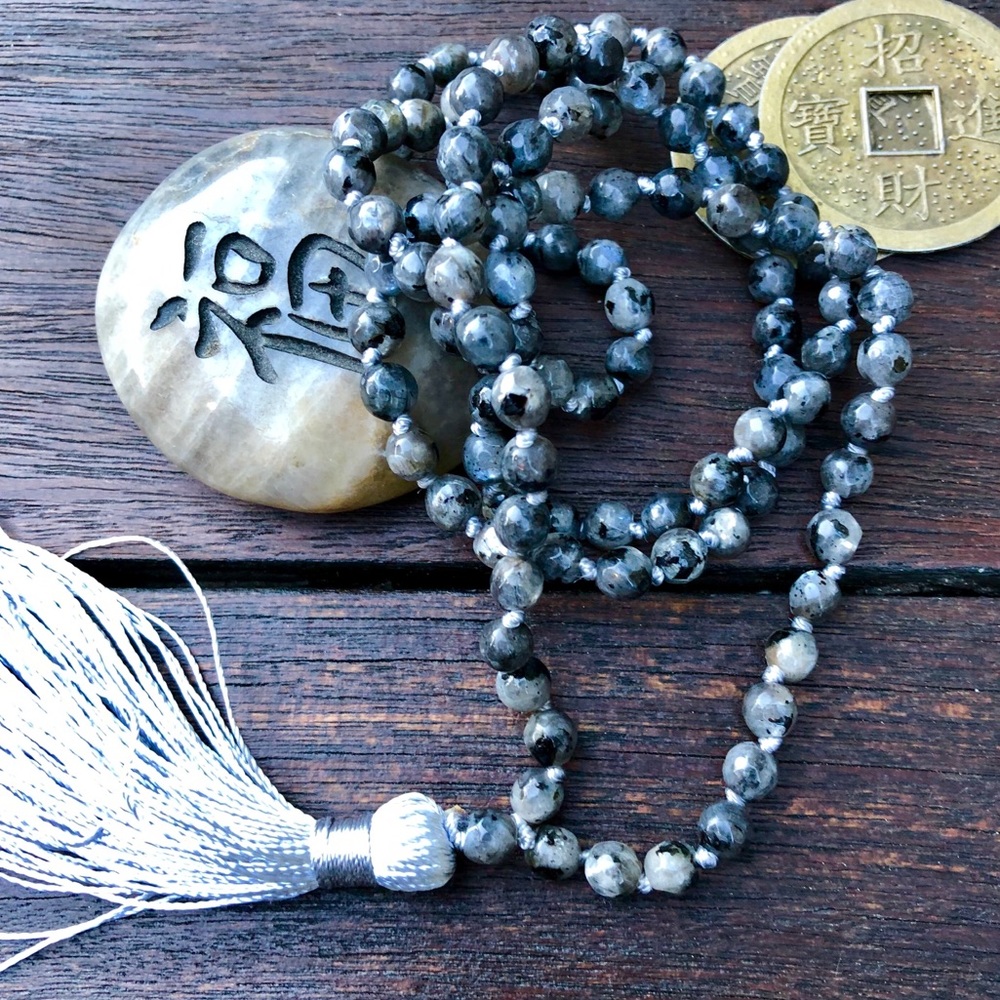 🎉HP🎉✨HAND TIED LABRADORITE MALA NECKLACE✨6mm - Picture 2 of 8